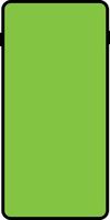 teléfono inteligente con verde pantalla en blanco antecedentes. teléfono móvil teléfono con un vertical verde pantalla. abierto teléfono inteligente con verde. plano estilo. vector