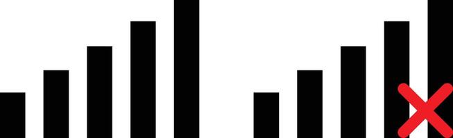 Signal and no signal icons isolated on white background . Good and bad antenna icons . illustration vector