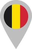 Bélgica mapa alfiler icono aislado en blanco antecedentes . Bélgica bandera mapa marcador alfiler icono . Bélgica ubicación alfiler icono vector