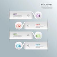 Business concept presentation Four-step 3D paper-cut minimalist infographic template with numbers and twisted 3D ribbon shape vector