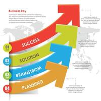 business key Infographic design template. Timeline concept with 4 steps. Success, Solution, Brainstorm, and Planning Can be used for workflow layout, diagram, banner, and web design vector