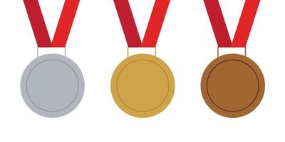 oro, plata y bronce medalla icono. medalla colocar. medalla aislado vector