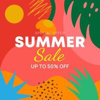 Summer Sale Header or Banner Design, Minimalistic style with Abstract nature elements and texture. Editable template for card, banner, invitation, social media post, poster, mobile app, web ads vector