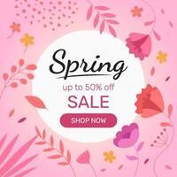 Spring Sale Header or Banner Design, Minimalistic style with floral elements and texture. Editable template for card, banner, invitation, social media post, poster, mobile apps, web ads vector