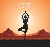 international yoga day girl doing yoga silhouette vector