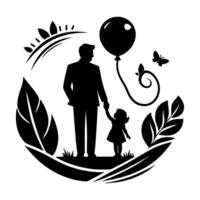 father's day silhouette, black color vector