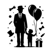 father's day silhouette, black color vector