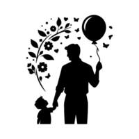 father's day silhouette, black color vector