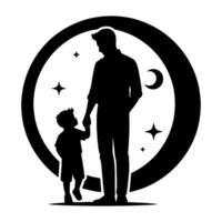 father's day silhouette, black color vector