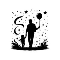 father's day silhouette, black color vector