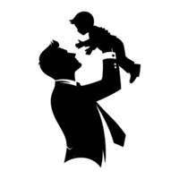 father's day silhouette, black color vector