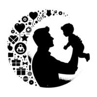 father's day silhouette, black color vector