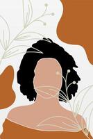 Abstract boho botany background with a girl illustration vector