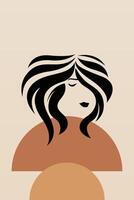 Abstract girl hair boho art background vector