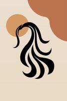 Abstract girl hair boho art background vector