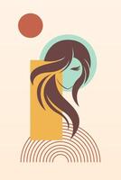 Abstract art boho girl background vector