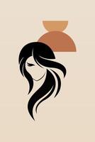 Abstract girl hair boho art background vector