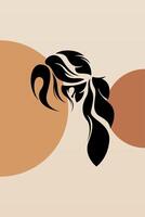 Abstract girl hair boho art background vector