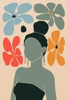 Abstract boho botany background with a girl illustration vector