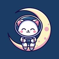 gracioso ilustración de suerte gato astronout ... vector