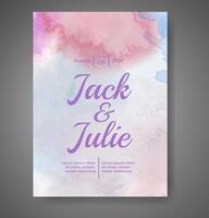 Wedding invitation with abstract watercolor background vector