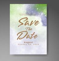 Wedding invitation with abstract watercolor background vector