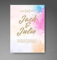 Wedding invitation with abstract watercolor background vector