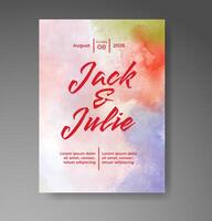 Wedding invitation with abstract watercolor background vector