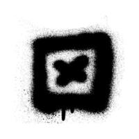 Spray textured graffiti doodle punk shape - cross in square. Hand drawn abstract scribble and squiggle, creative bold shape vector