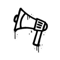 Megaphone urban graffiti icon with black spray paint texture. Grunge illustration for retro design. vector