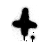 Spray textured graffiti doodle punk shape - cross. Hand drawn abstract scribble and squiggle, creative bold shape vector