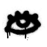 Spray textured graffiti doodle punk shape - eye. Hand drawn abstract scribble and squiggle, creative bold shape vector