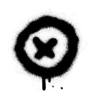 Spray textured graffiti doodle punk shape - cross in circle. Hand drawn abstract scribble and squiggle, creative bold shape vector