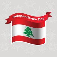 Lebanon Wavy Flag Independence Day Banner Background vector