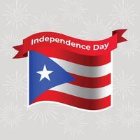 Puerto Rico Wavy Flag Independence Day Banner Background vector