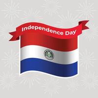 Paraguay Wavy Flag Independence Day Banner Background vector