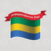 Gabon Wavy Flag Independence Day Banner Background vector