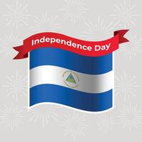 Nicaragua Wavy Flag Independence Day Banner Background vector