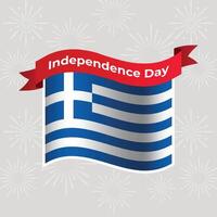 Greece Wavy Flag Independence Day Banner Background vector