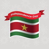 Suriname Wavy Flag Independence Day Banner Background vector