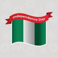 Nigeria Wavy Flag Independence Day Banner Background vector