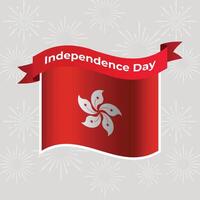 Hong Kong Wavy Flag Independence Day Banner Background vector