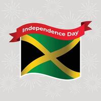 Jamaica Wavy Flag Independence Day Banner Background vector