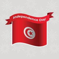 Tunisia Wavy Flag Independence Day Banner Background vector