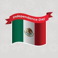 Mexico Wavy Flag Independence Day Banner Background vector