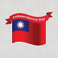 Taiwan Wavy Flag Independence Day Banner Background vector