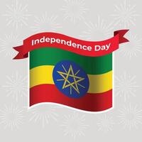 Ethiopia Wavy Flag Independence Day Banner Background vector