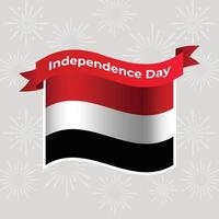 Yemen Wavy Flag Independence Day Banner Background vector