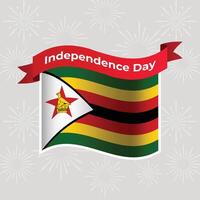Zimbabwe Wavy Flag Independence Day Banner Background vector