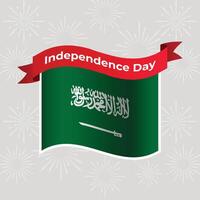 Saudi Arabia Wavy Flag Independence Day Banner Background vector